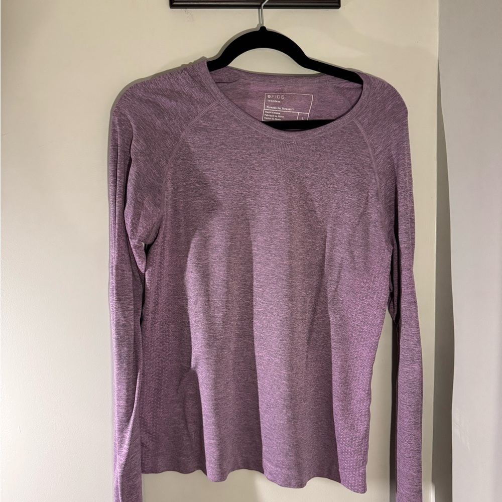 Figs Heathered Purple Long Sleeve Tee
